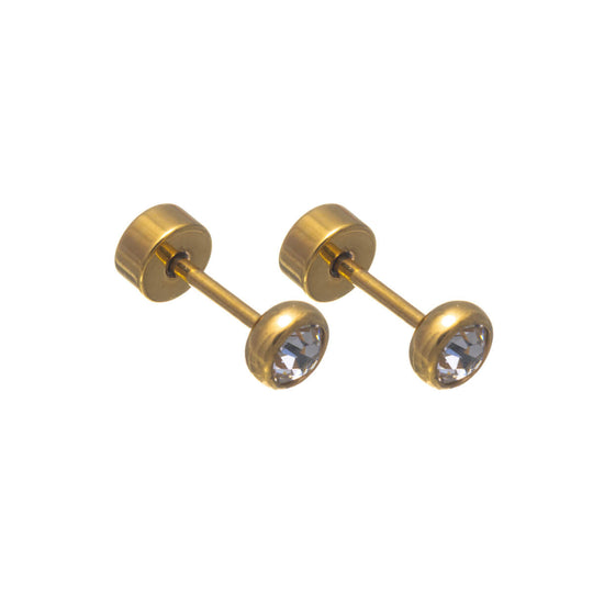 Titaani Kristallinappikorvakorut 4 mm – Ruuvattava Lukko (G23) – hopea