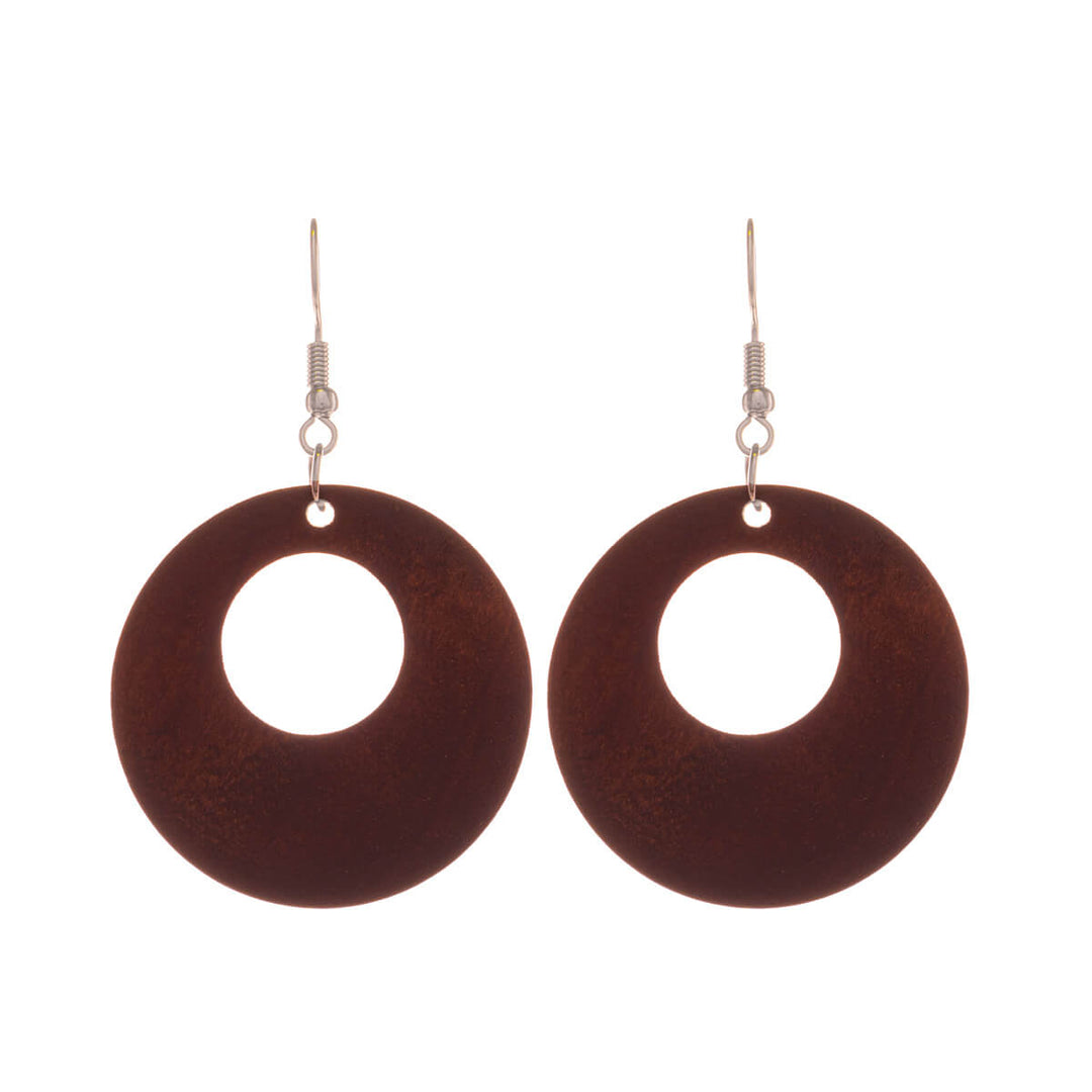 Domestic round wood earrings (Steel 316L)