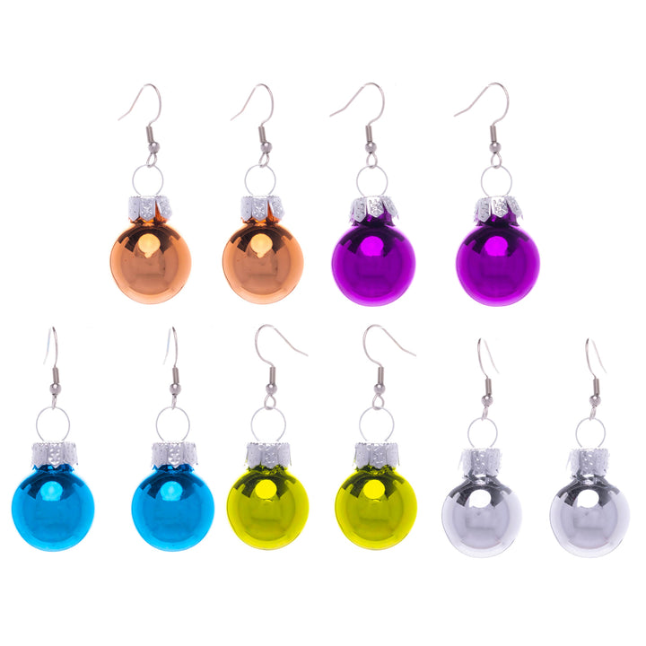 Mirrored Christmas ball earrings Christmas jewelry ø1.9cm Set of 5 pairs
