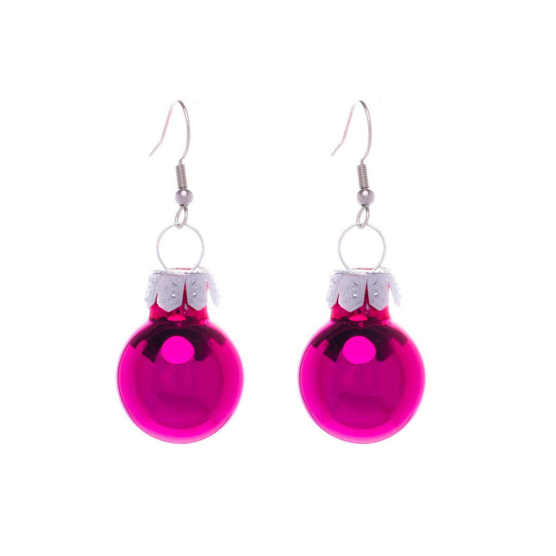 Mirroring Christmas ball earrings Christmas ornament ø1,9cm