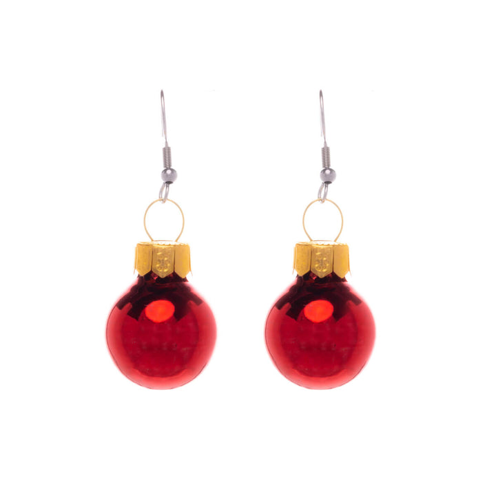 Mirroring Christmas ball earrings Christmas ornament ø1,9cm