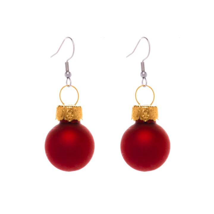 Matte finish Christmas ball earrings Christmas ornament ø1,9cm