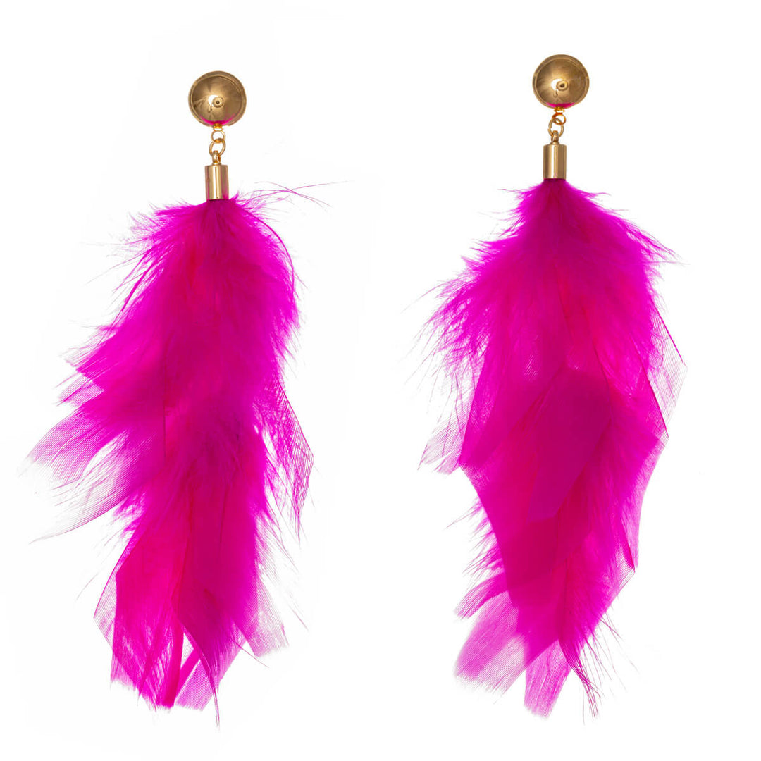 Big hanging feather earrings 12cm