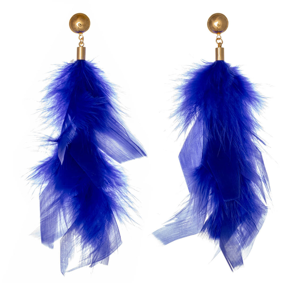 Big hanging feather earrings 12cm