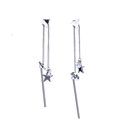 Hanging chain earrings with zirconia and stars (Steel 316L)