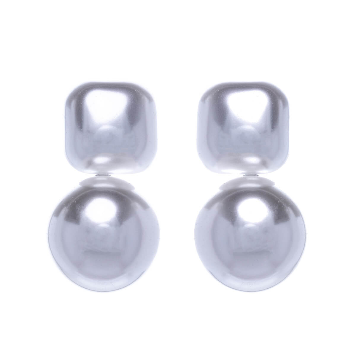 Round and square hanging pearl earrings