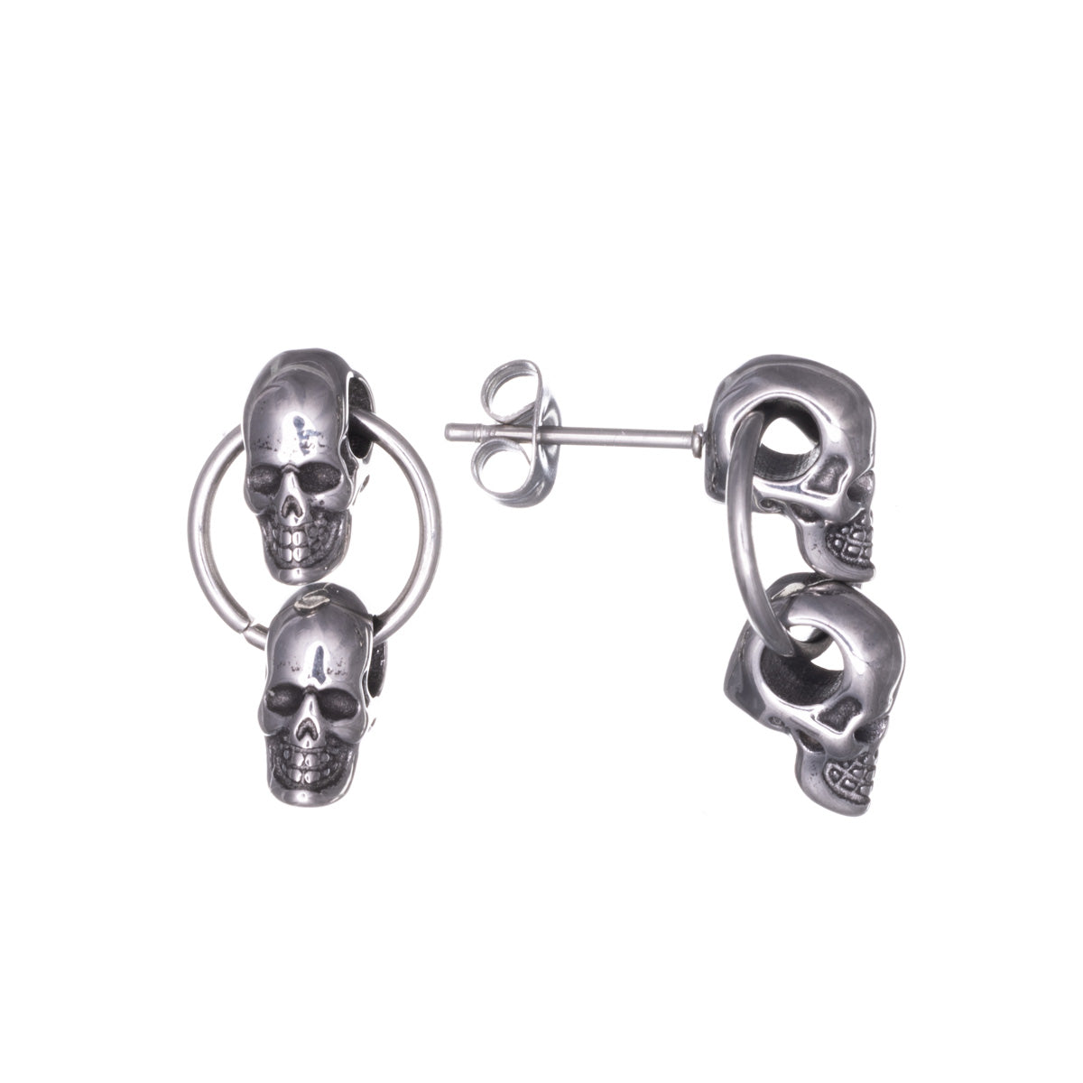 Steel hanging skull earrings (Steel 316L)