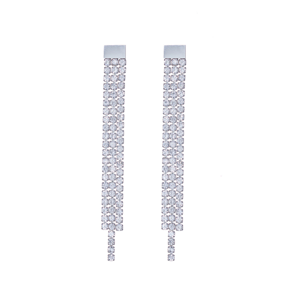 Festive earrings with dangling rhinestones (Steel 316L)