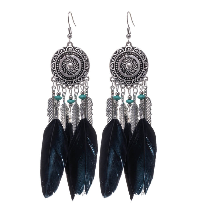 Big feather earrings poppy earrings