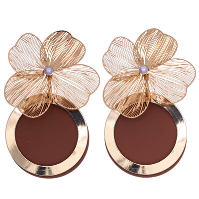 Big flower earrings with ring pendant