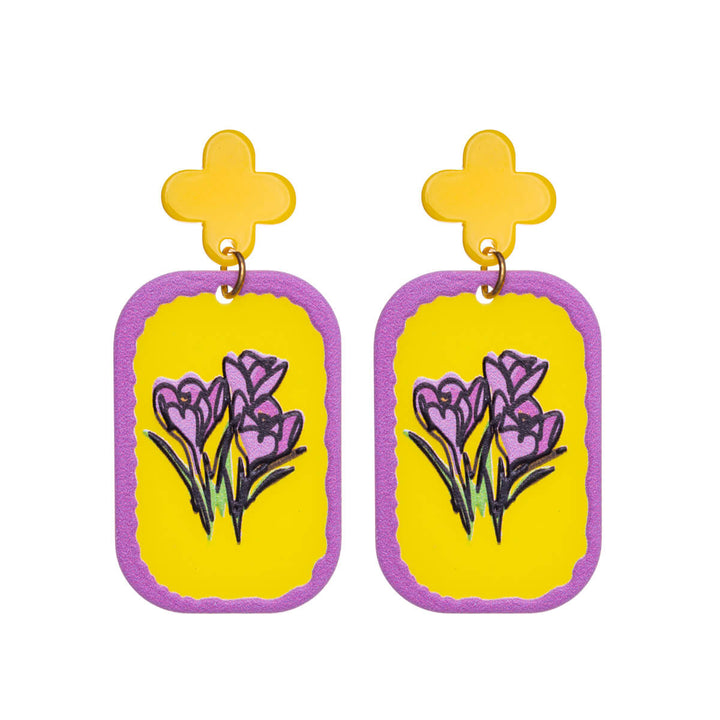 Plastic hanging flower earrings