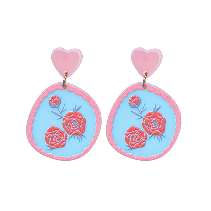 Plastic hanging flower earrings