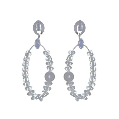 Ovals hanging pearl earrings