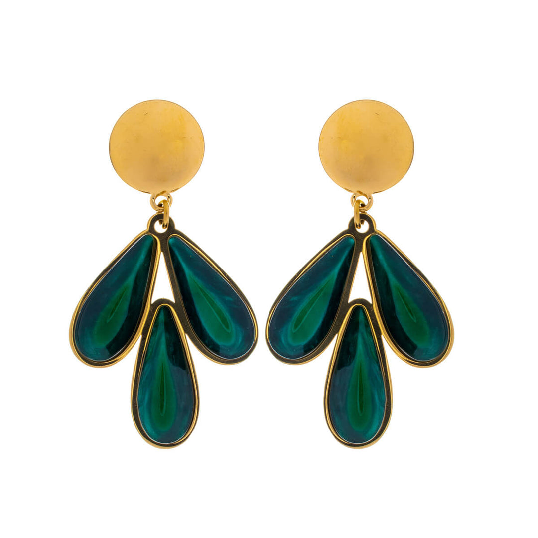 Steel earrings coloured with three drops (18k Steel 316L)