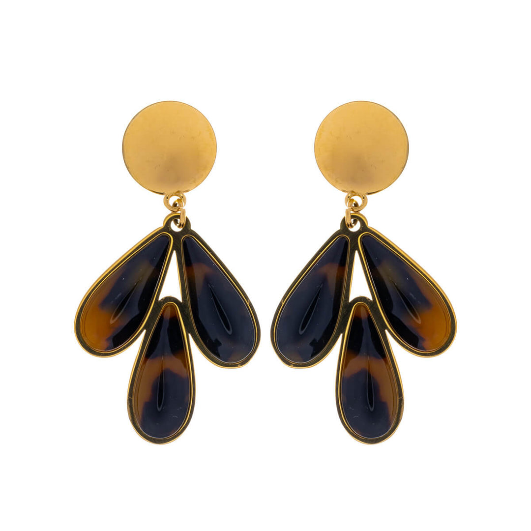 Steel earrings coloured with three drops (18k Steel 316L)