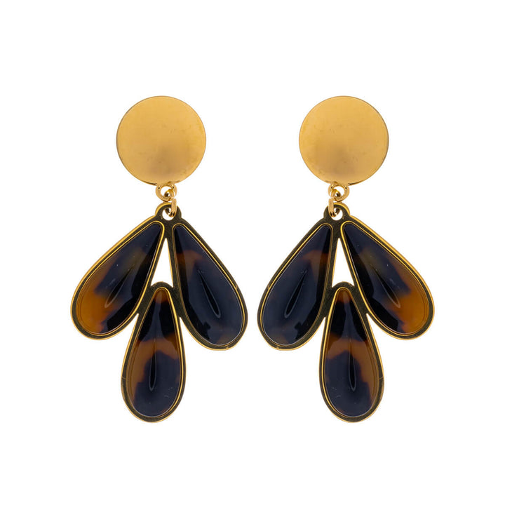 Steel earrings coloured with three drops (18k Steel 316L)