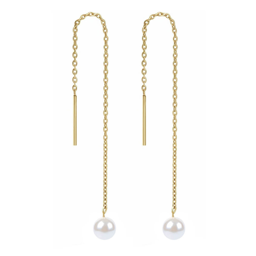 Teräksiset ketju korvakorut helmellä (Teräs 316L)