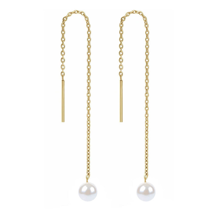 Teräksiset ketju korvakorut helmellä (Teräs 316L)