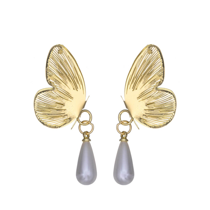 Perhos korvakorut helmiriipuksella (Teräs 316L)