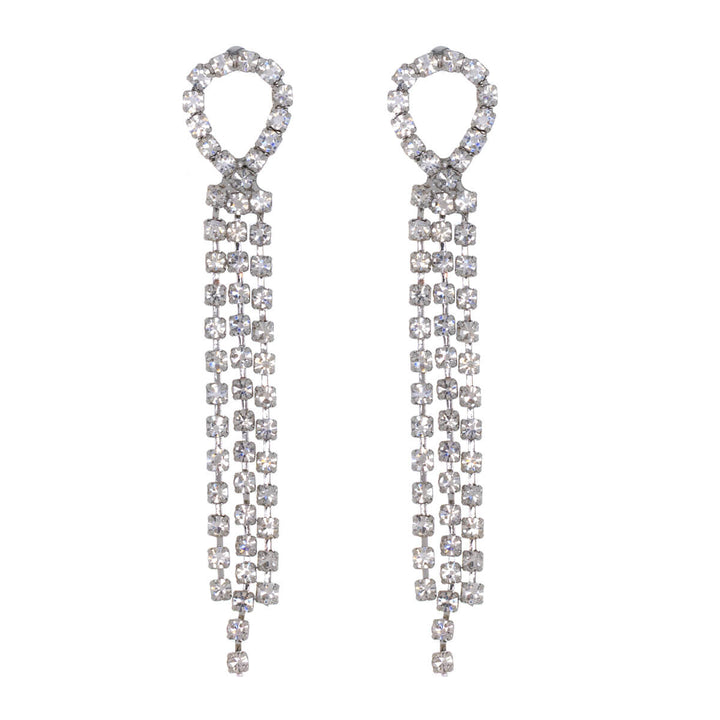 Kolme riviset roikkuvat strassi korvakorut