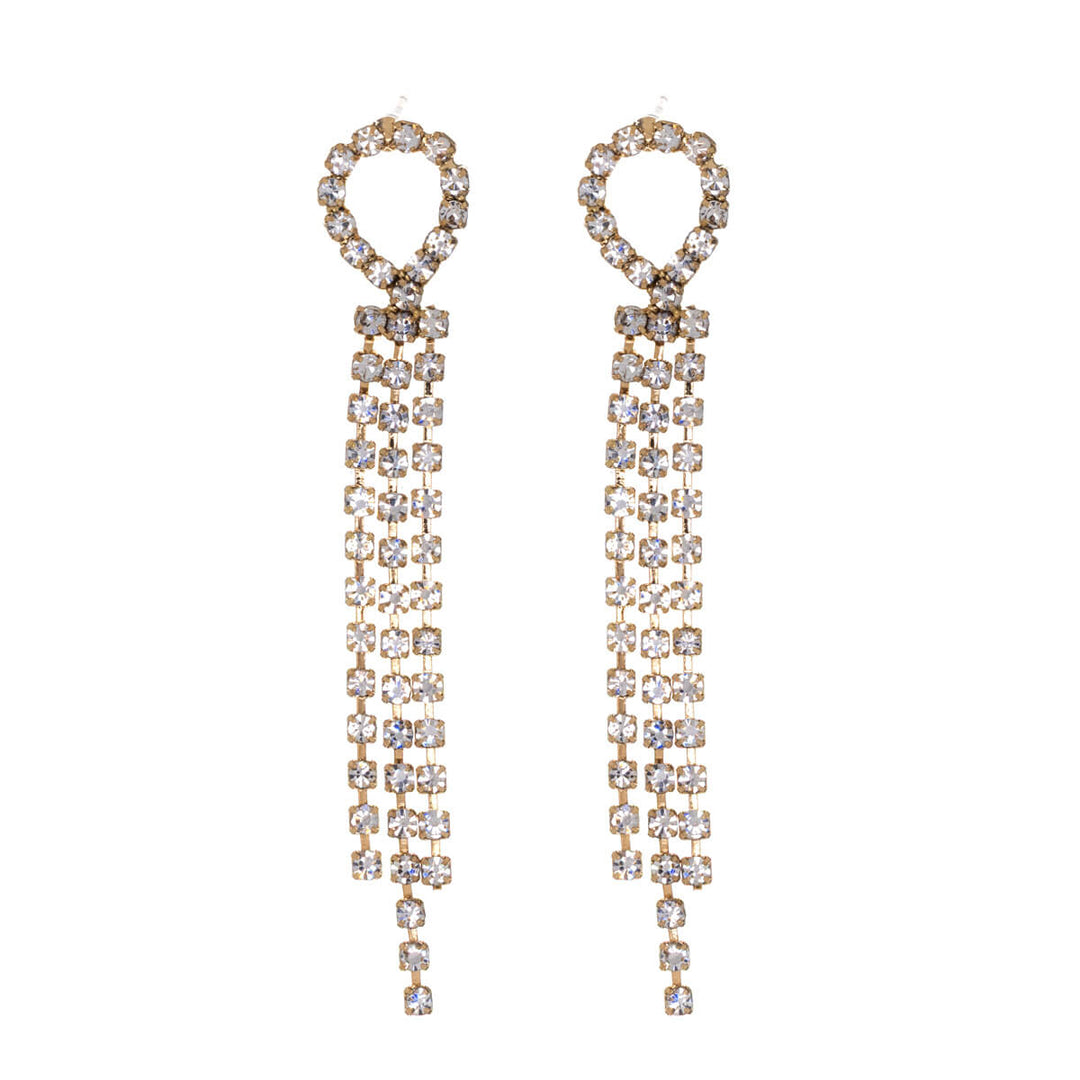 Kolme riviset roikkuvat strassi korvakorut