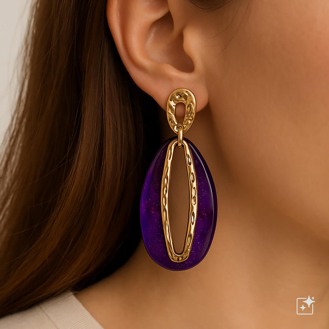 Colorful sparkling ovals Drop earrings