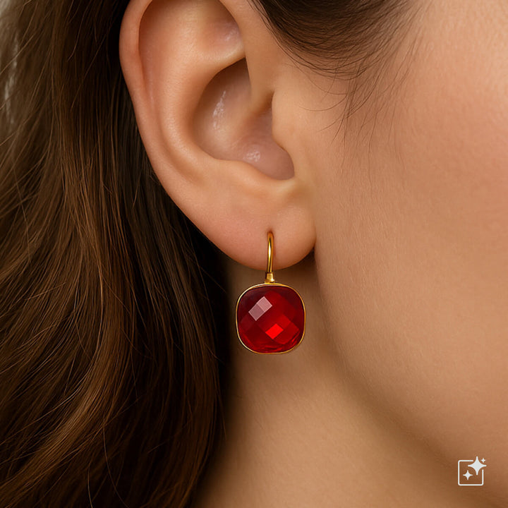 Dangle party earrings with square stones (316L steel)