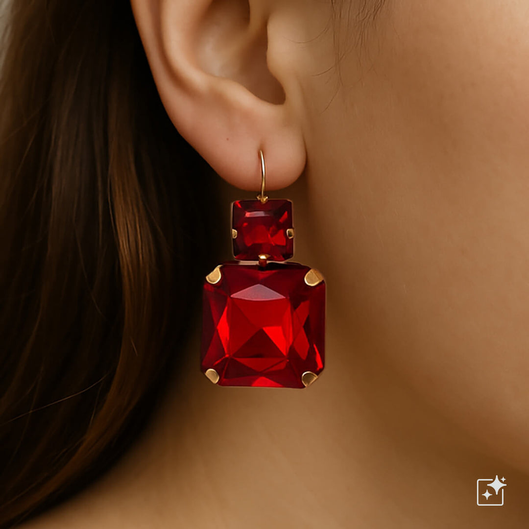 Roikkuvat juhlakorvakorut nelikulmio kivet