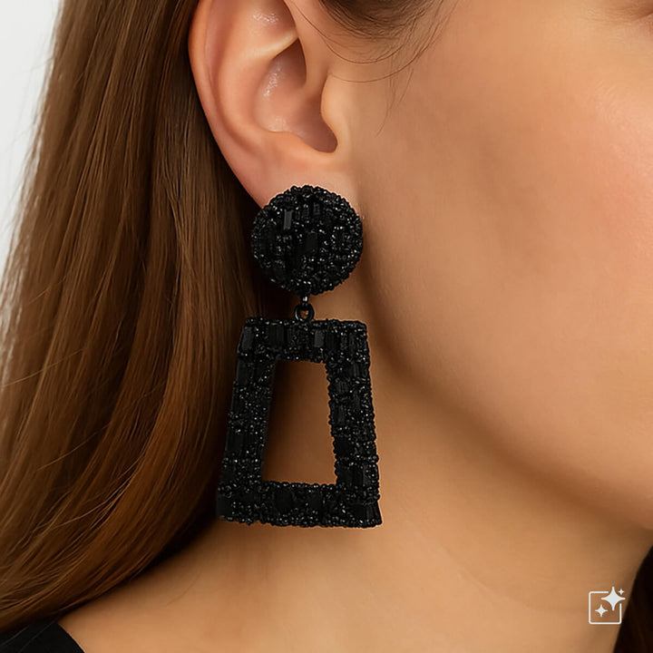 Large sparkling angular Drop earrings