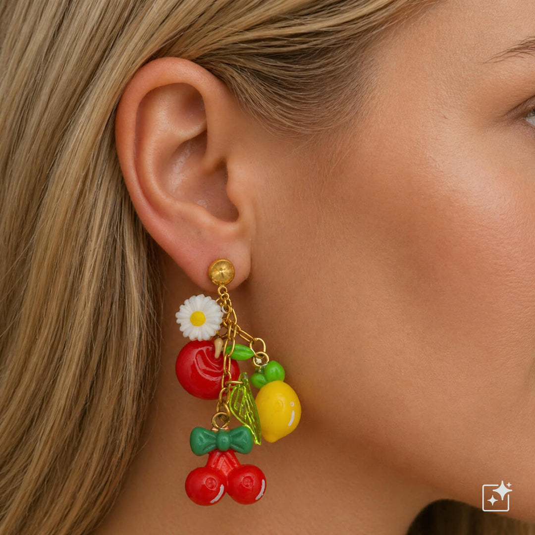 Colorful fruit and flower earrings – made of surgical steel