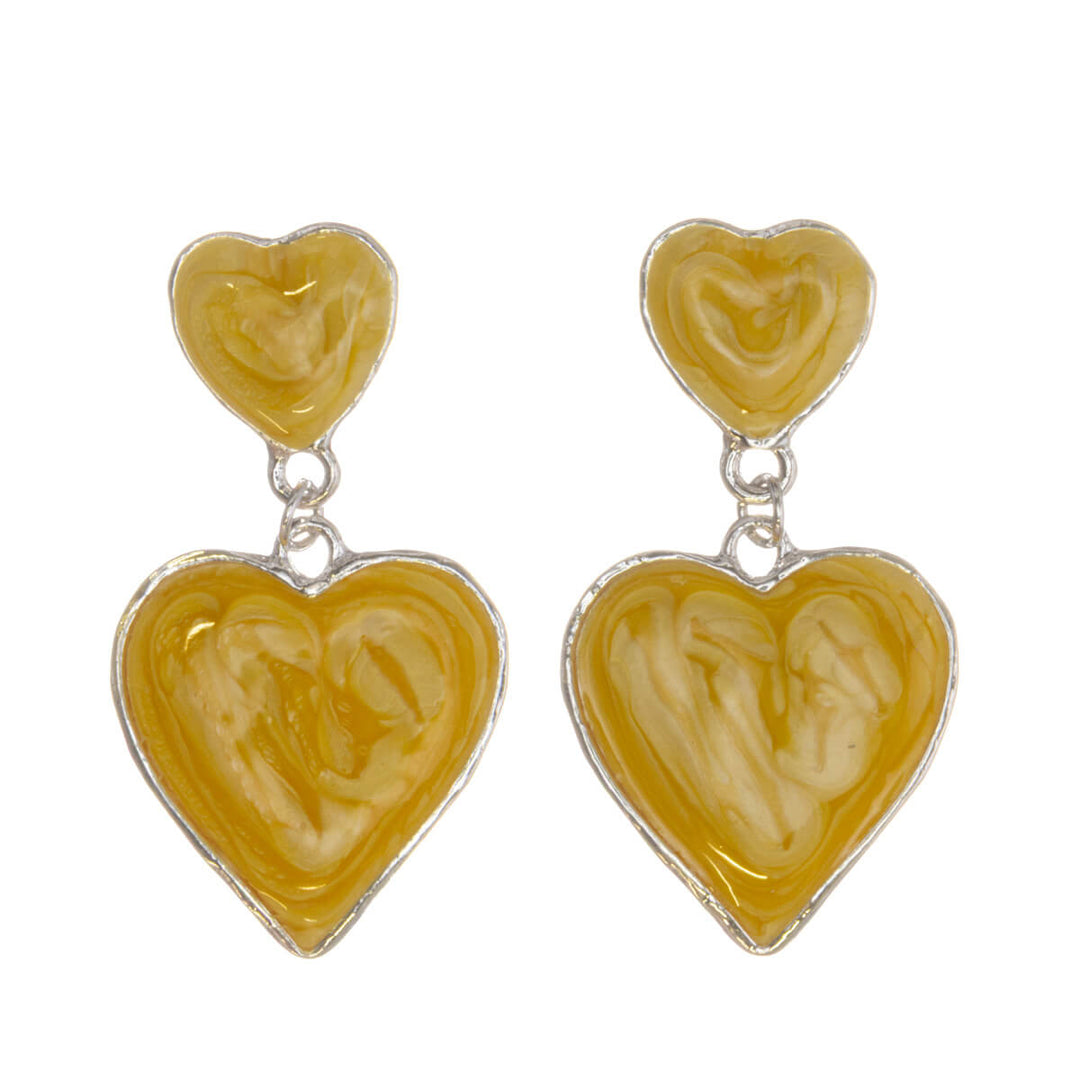 Colorful dangling heart earrings