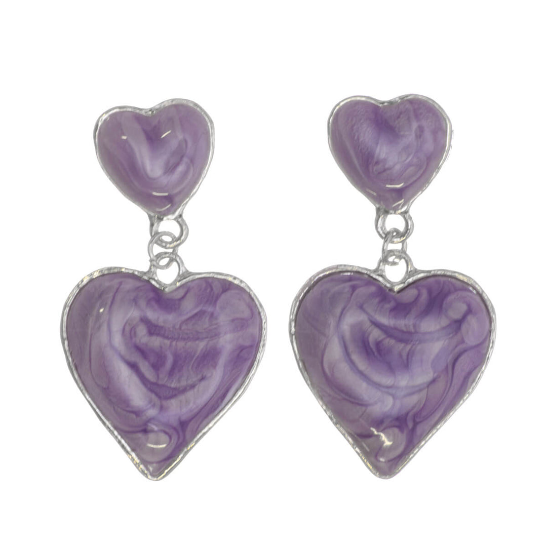Colorful dangling heart earrings