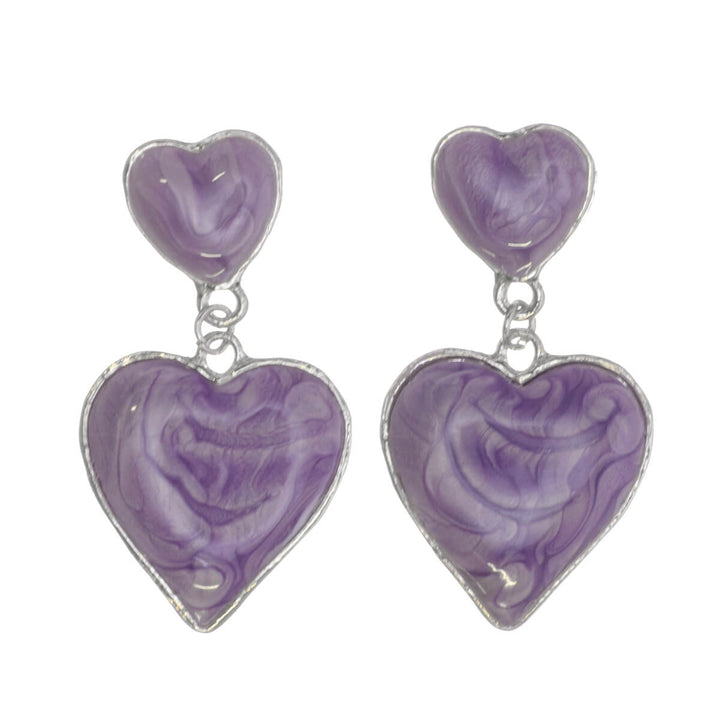 Colorful dangling heart earrings