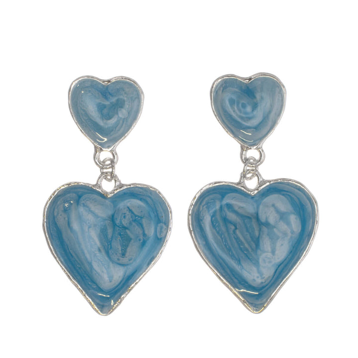 Colorful dangling heart earrings