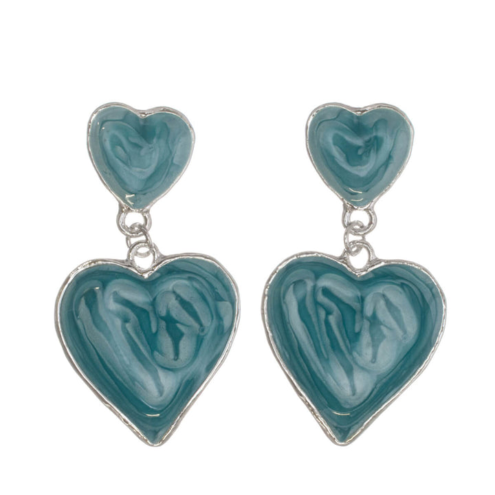 Colorful dangling heart earrings
