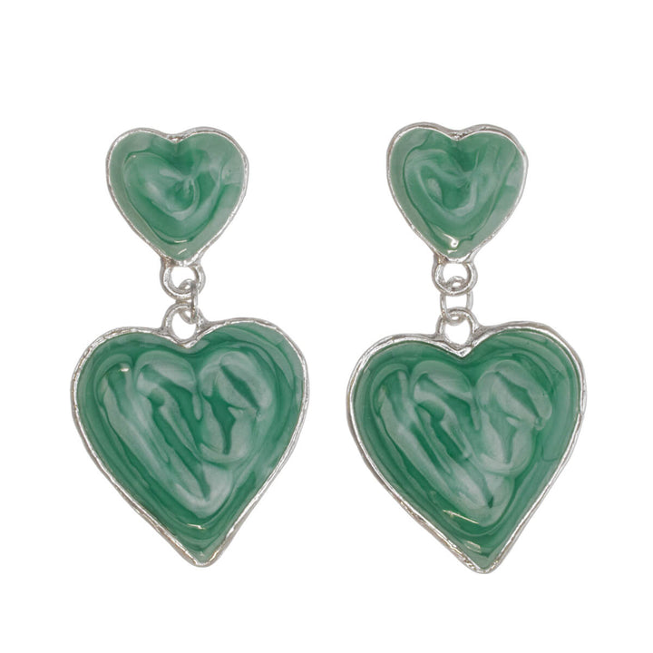 Colorful dangling heart earrings