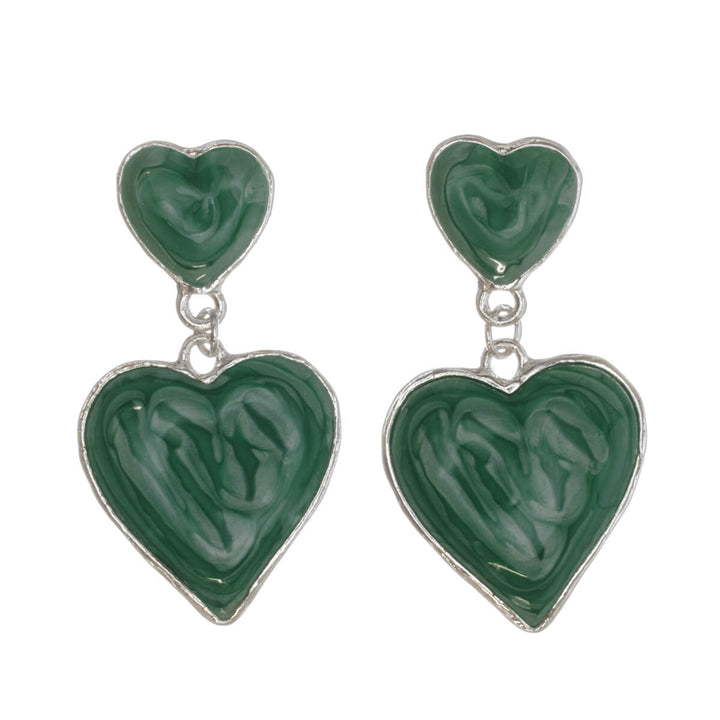 Colorful dangling heart earrings