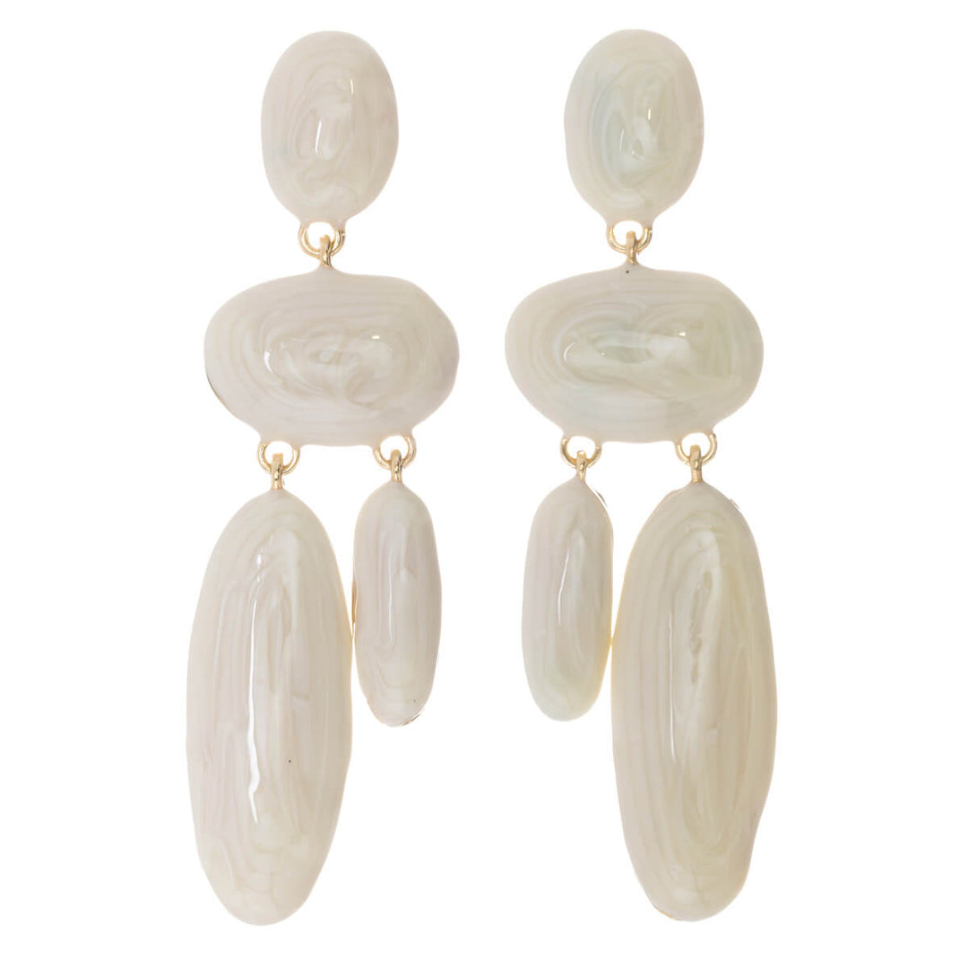 Long, white Drop earrings