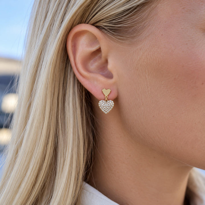 Heart Earrings with a Stone Heart Pendant (316L Stainless Steel)