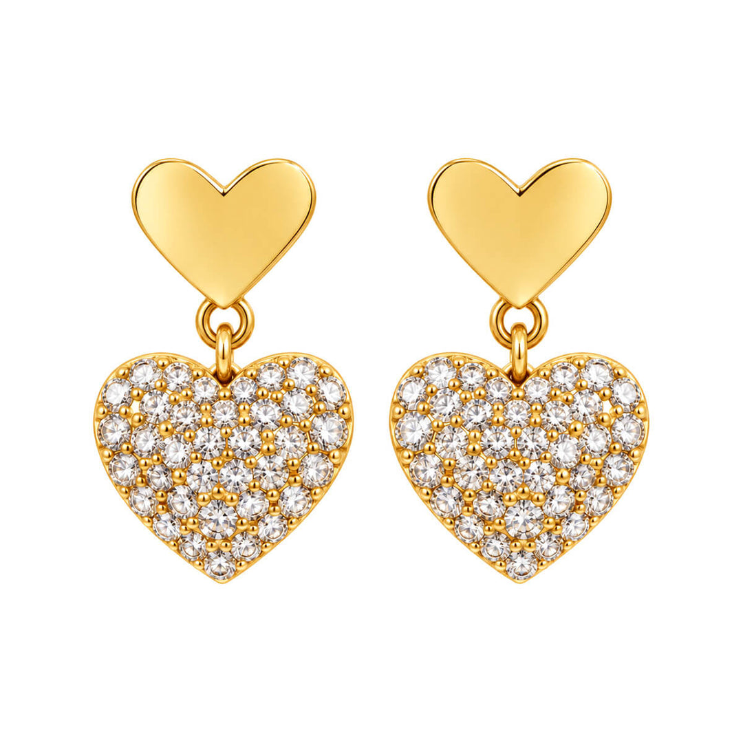 Heart Earrings with a Stone Heart Pendant (316L Stainless Steel)