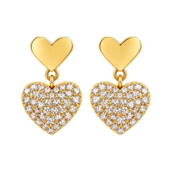 Heart Earrings with a Stone Heart Pendant (316L Stainless Steel)
