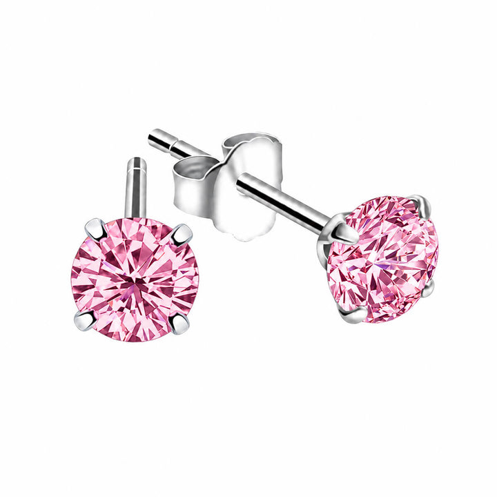 Värilliset pyöreät zirkonia korvakorut 5mm (Teräs 316L)