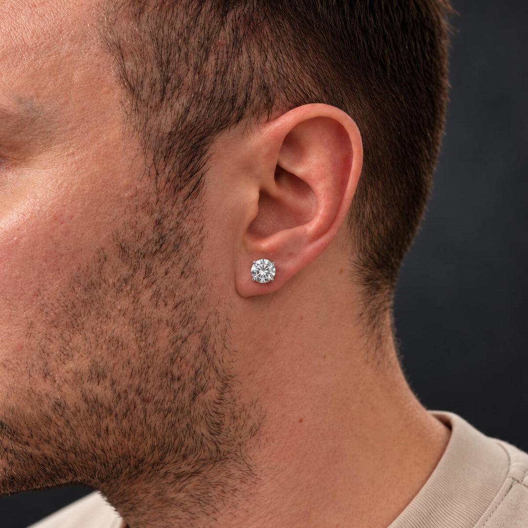 Runda zirkoniaörhängen 8mm (Stål 316L)