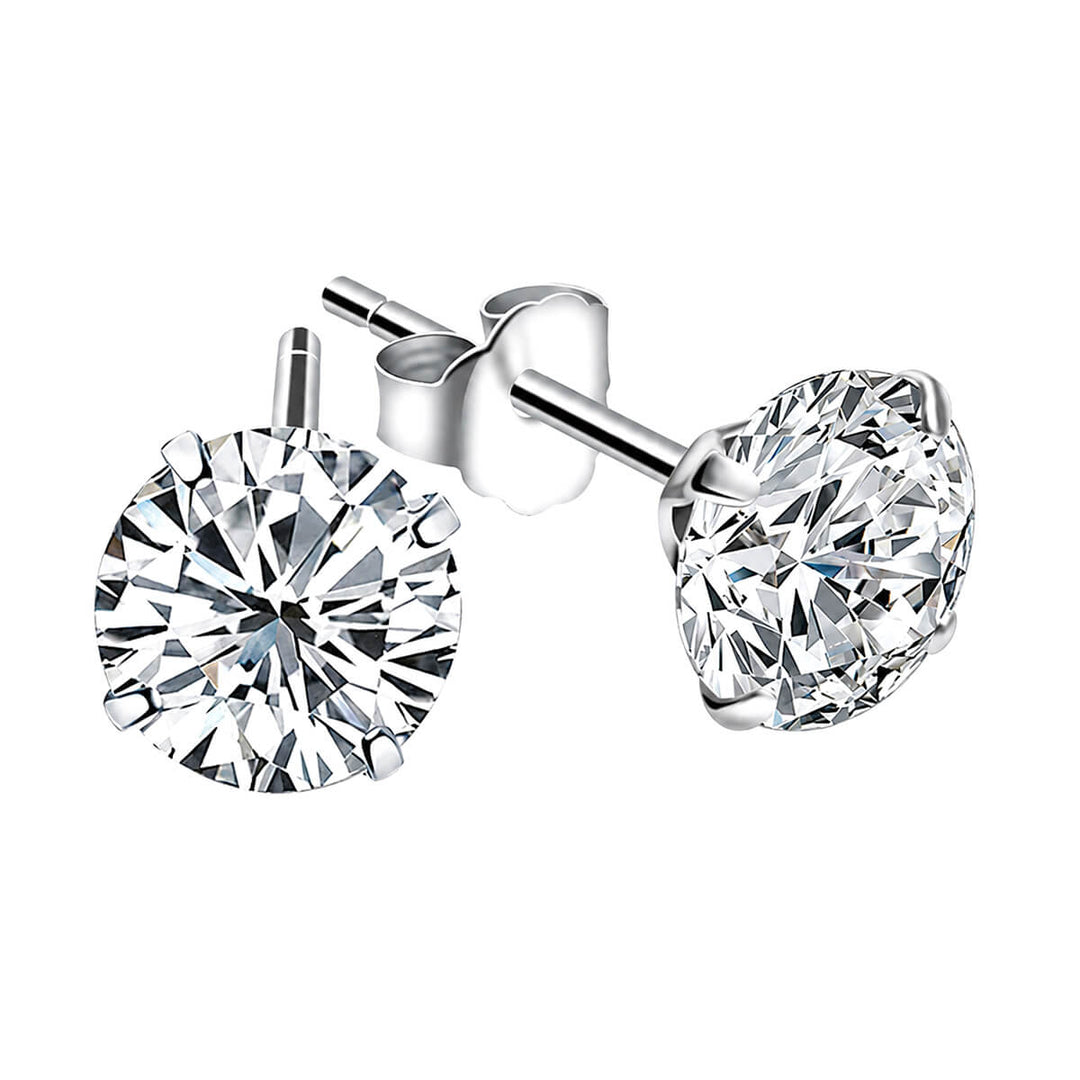 Pyöreät zirkonia korvakorut 9mm (Teräs 316L)