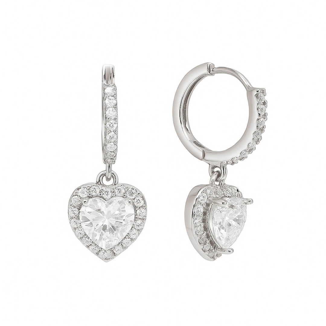 Zirconia heart pendant earring earrings