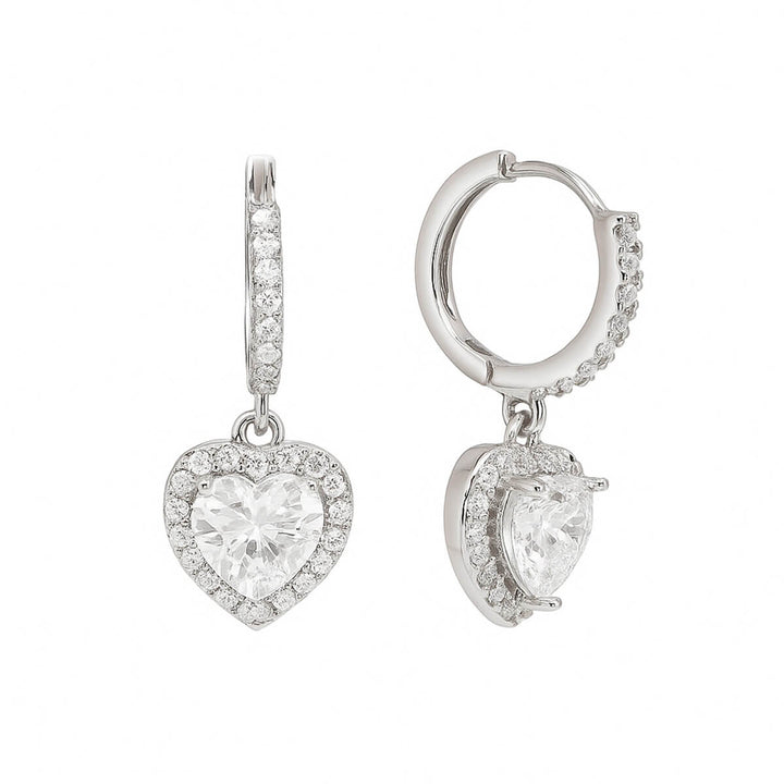 Zirconia heart pendant earring earrings