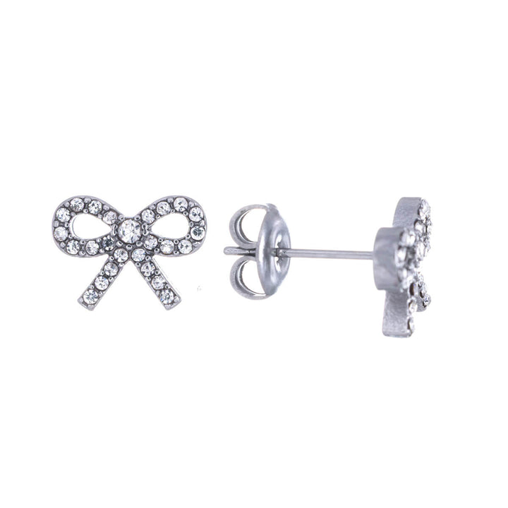 Kivelliset teräs rusetti korvakorut (Teräs 316L)