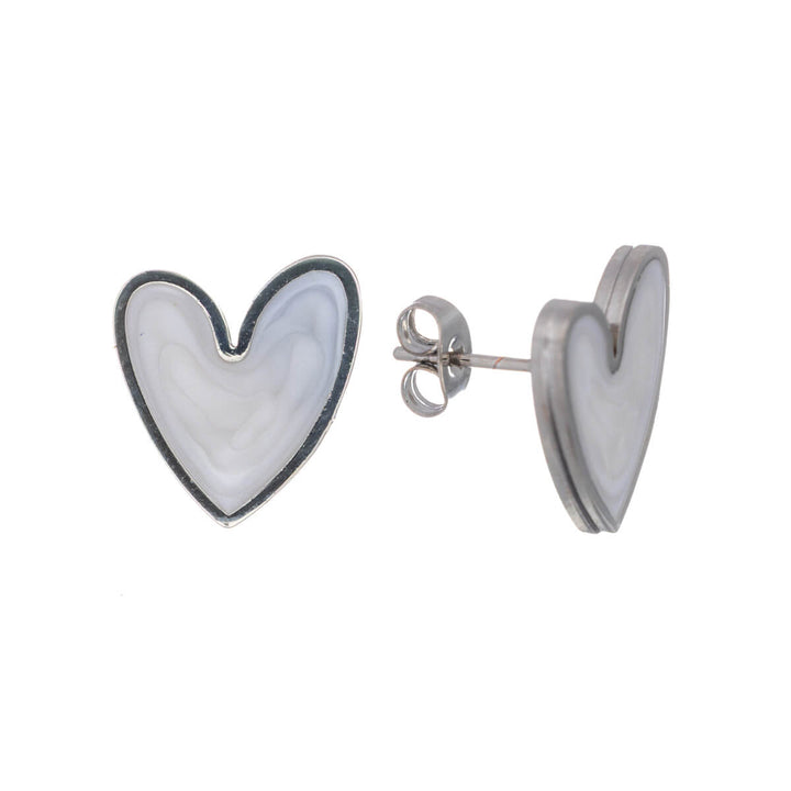 Colourful steel heart earrings (Steel 316L)