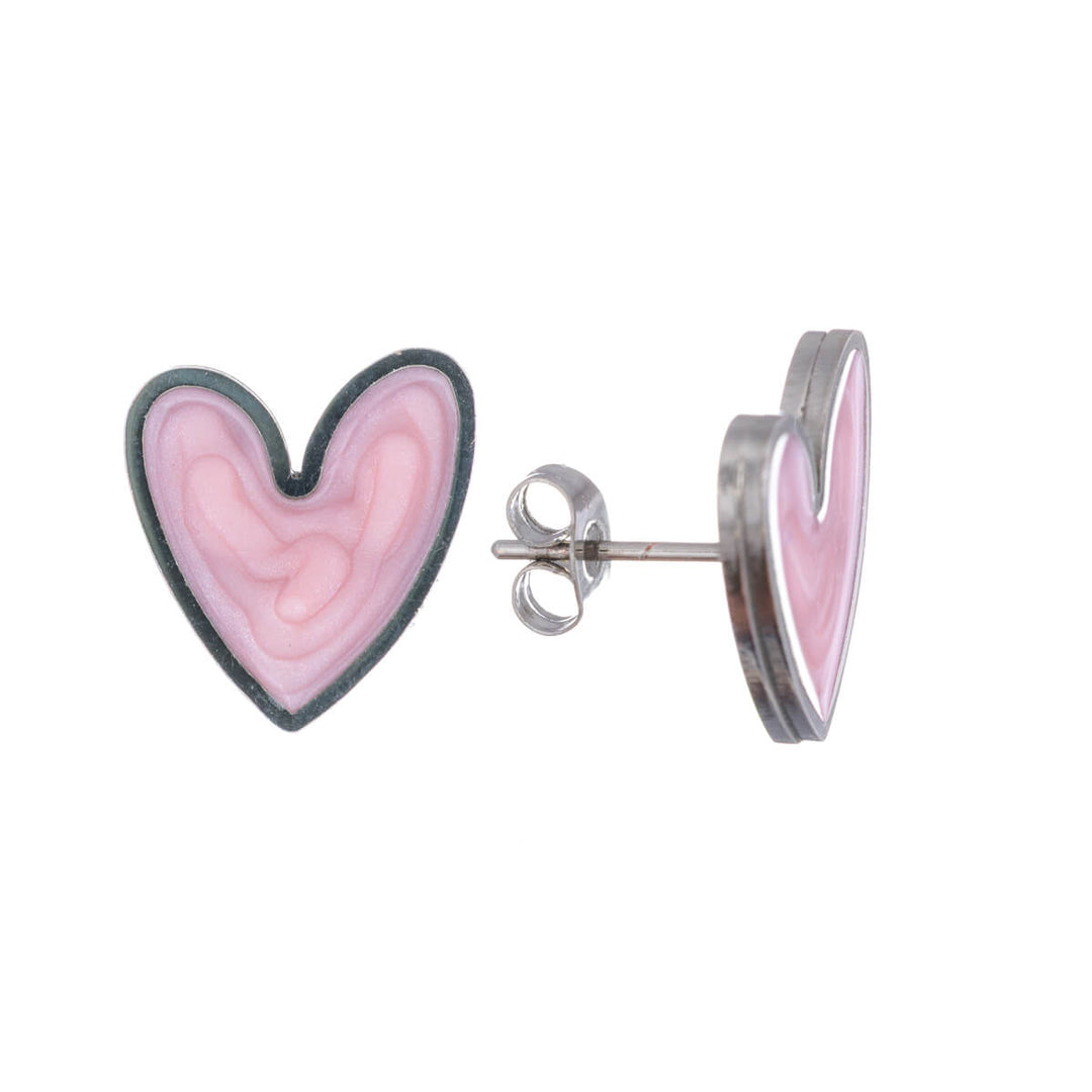 Colourful steel heart earrings (Steel 316L)
