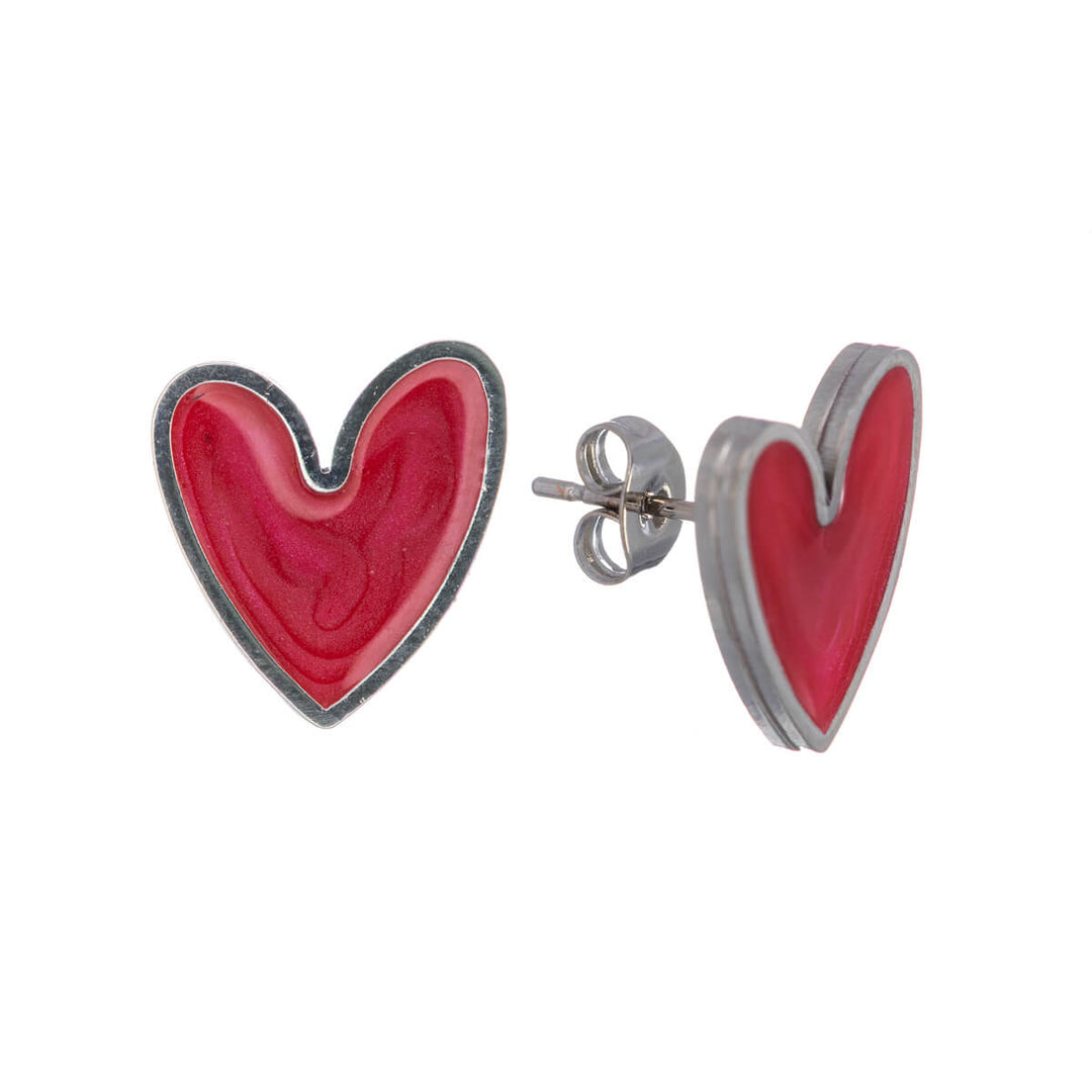 Colourful steel heart earrings (Steel 316L)